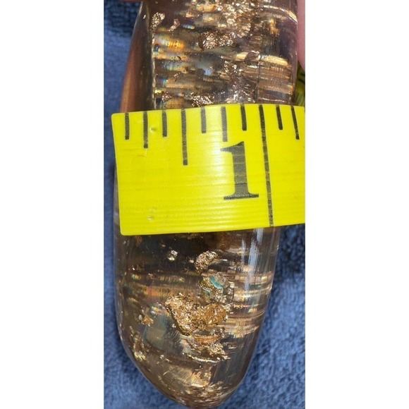 Nicole Miller Gold Flake Large Bathroom Soap Dish Clear Lucite Resin Oval Shape - Picture 5 of 5